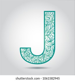 vector design font J alphabet created with lines