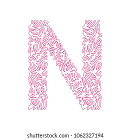 vector design font N alphabet created with lines, abstract font