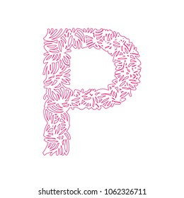 vector design font P alphabet created with lines, abstract font