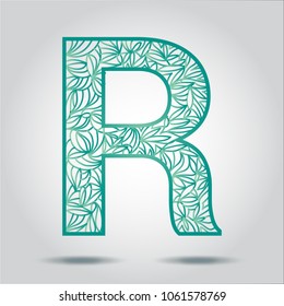 vector design font R alphabet created with lines