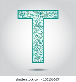 vector design font T alphabet created with lines