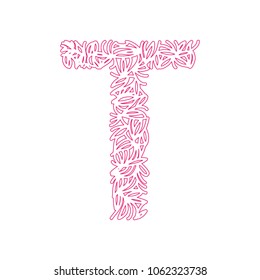 vector design font T alphabet created with lines, abstract font