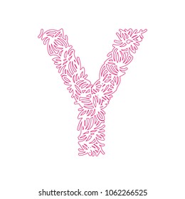 vector design font Y alphabet created with lines, abstract font