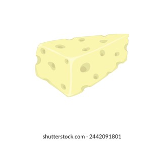 vector design of a food called cheese which is usually made from light yellow milk and there appear to be small holes in the cheese