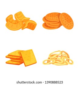 Vector design of food and crunchy logo. Collection of food and flavor stock vector illustration.