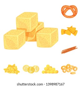 Vector design of food and crunchy sign. Collection of food and flavor stock vector illustration.