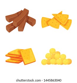 Vector design of food and crunchy sign. Collection of food and flavor stock symbol for web.