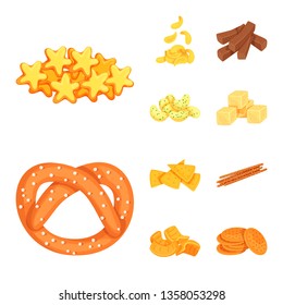 Vector design of food and crunchy symbol. Collection of food and flavor vector icon for stock.