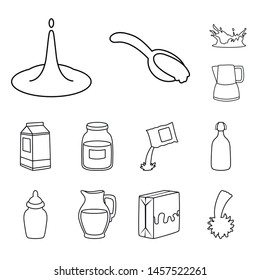 Vector design of food and dairy sign. Set of food and calcium stock symbol for web.