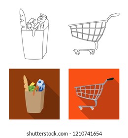 Vector design of food and drink icon. Set of food and store stock symbol for web.