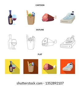 Vector design of food and drink icon. Set of food and store vector icon for stock.