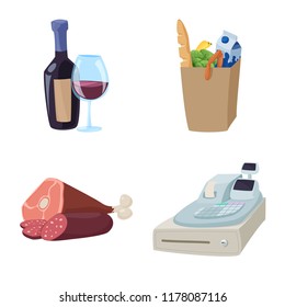 Vector design of food and drink logo. Collection of food and store vector icon for stock.