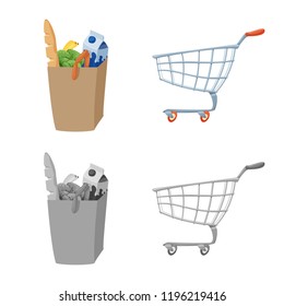 Vector design of food and drink logo. Set of food and store stock vector illustration.
