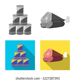 Vector design of food and drink logo. Collection of food and store stock vector illustration.