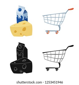 Vector design of food and drink logo. Collection of food and store stock symbol for web.