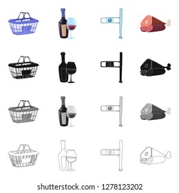 Vector design of food and drink logo. Set of food and store vector icon for stock.