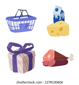 Vector design of food and drink logo. Set of food and store stock vector illustration.