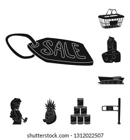 Vector design of food and drink logo. Set of food and store stock vector illustration.