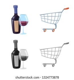 Vector design of food and drink logo. Set of food and store stock vector illustration.