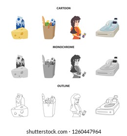 Vector design of food and drink . Set of food and store stock vector illustration.