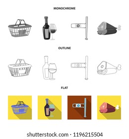 Vector design of food and drink sign. Collection of food and store stock vector illustration.