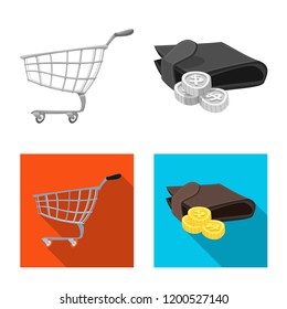 Vector design of food and drink sign. Set of food and store stock vector illustration.