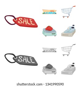 Vector design of food and drink sign. Set of food and store stock vector illustration.