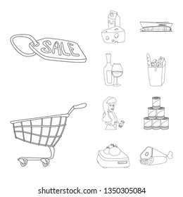 Vector design of food and drink sign. Collection of food and store stock symbol for web.