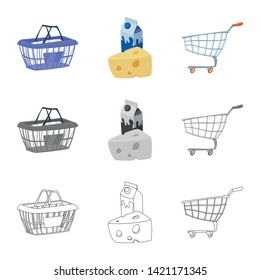 Vector design of food and drink sign. Set of food and store stock vector illustration.