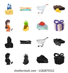 Vector design of food and drink symbol. Collection of food and store stock symbol for web.