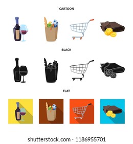 Vector design of food and drink symbol. Collection of food and store stock symbol for web.