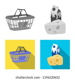 Vector design of food and drink symbol. Set of food and store stock symbol for web.