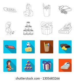 Vector design of food and drink symbol. Collection of food and store stock vector illustration.