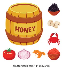 Vector design of food  and flavors sign. Collection of food  and ingredient  stock symbol for web.