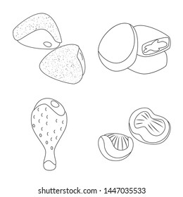 Vector design of food and grilled symbol. Collection of food and bird stock vector illustration.