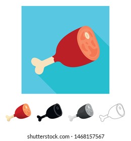 Vector design of food and ham logo. Set of food and bone vector icon for stock.