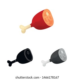 Vector design of food and ham symbol. Collection of food and bone vector icon for stock.