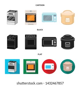 Vector design of food and inside icon. Set of food and cooker stock vector illustration.