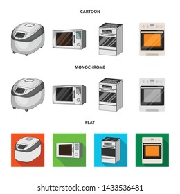 Vector design of food and inside icon. Collection of food and cooker stock symbol for web.