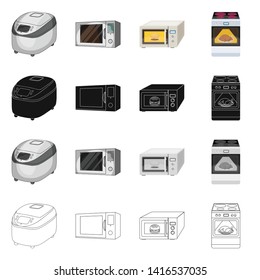 Vector design of food and inside sign. Collection of food and cooker vector icon for stock.