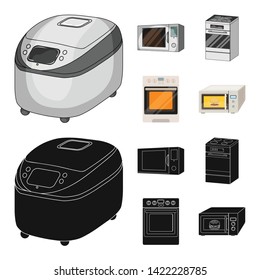 Vector design of food and inside sign. Set of food and cooker stock vector illustration.