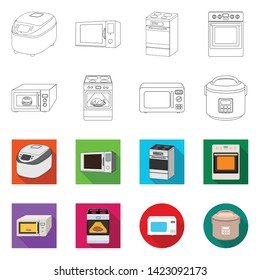 Vector design of food and inside sign. Set of food and cooker stock vector illustration.