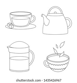 Vector design of food and natural sign. Collection of food and black stock vector illustration.