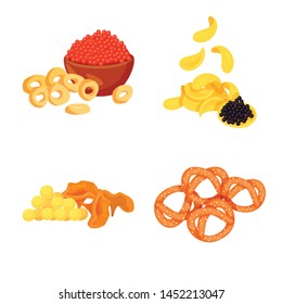 Vector design of food and product logo. Set of food and party stock symbol for web.