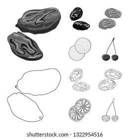 Vector design of food  and raw  icon. Set of food  and nature   stock symbol for web.