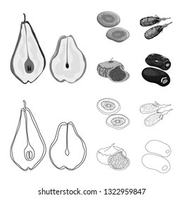 Vector design of food  and raw  icon. Set of food  and nature   stock symbol for web.