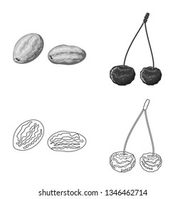 Vector design of food  and raw  icon. Collection of food  and nature   stock symbol for web.