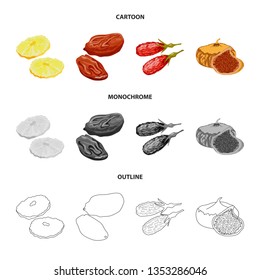 Vector design of food  and raw  icon. Collection of food  and nature   stock symbol for web.