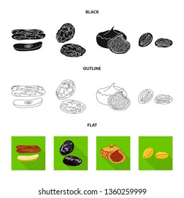 Vector design of food  and raw  icon. Collection of food  and nature   stock symbol for web.