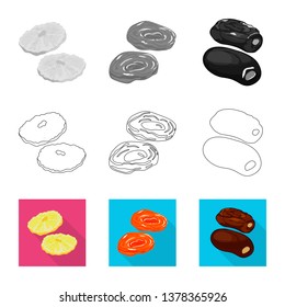Vector design of food  and raw  icon. Set of food  and nature   stock symbol for web.